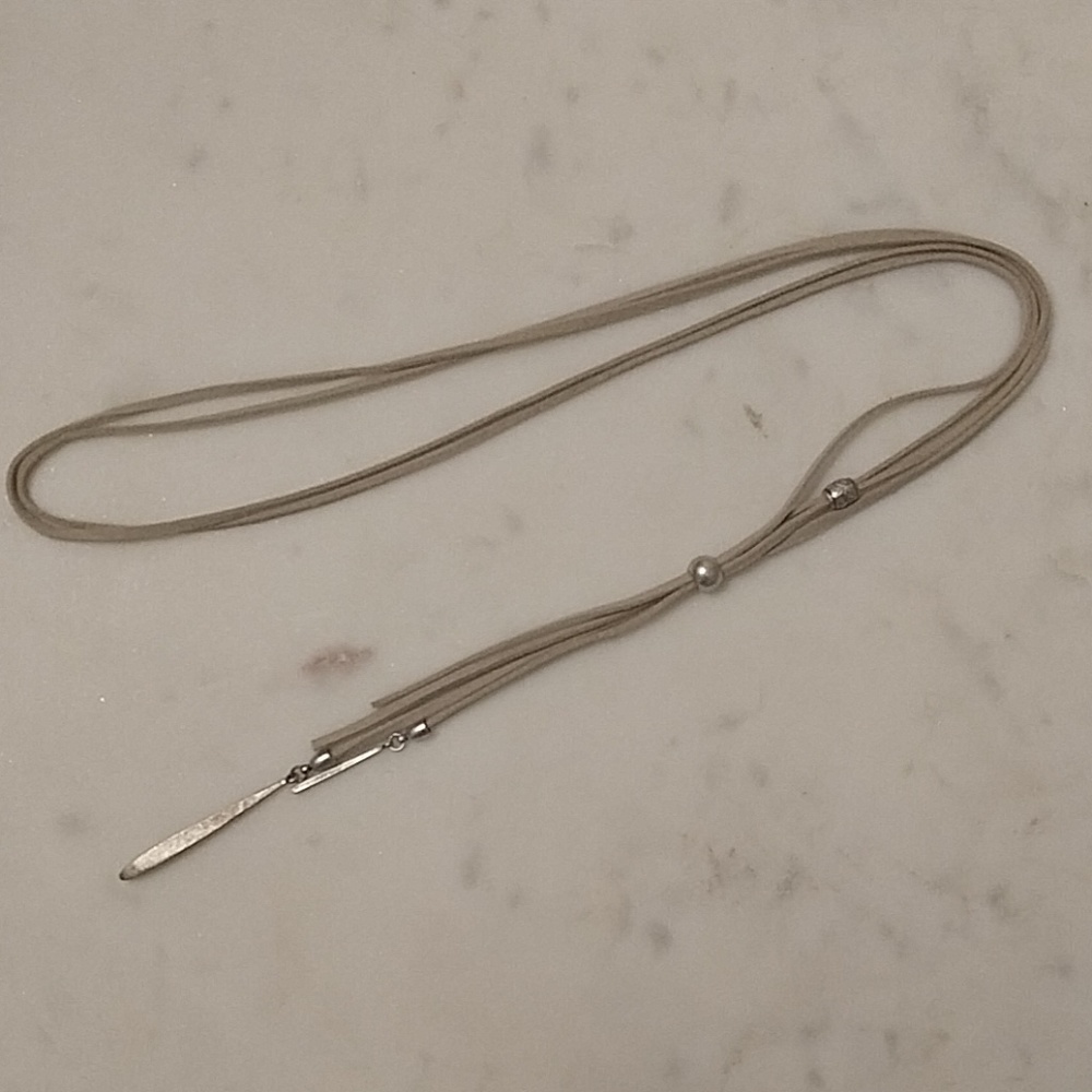 Long necklace - suede with silver accents